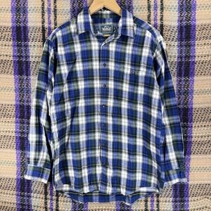 Woolrich Shirt Mens Medium Blue Plaid Flannel Long Sleeve Button Front Casual